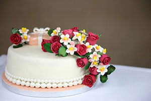 small decorated cake with flowers